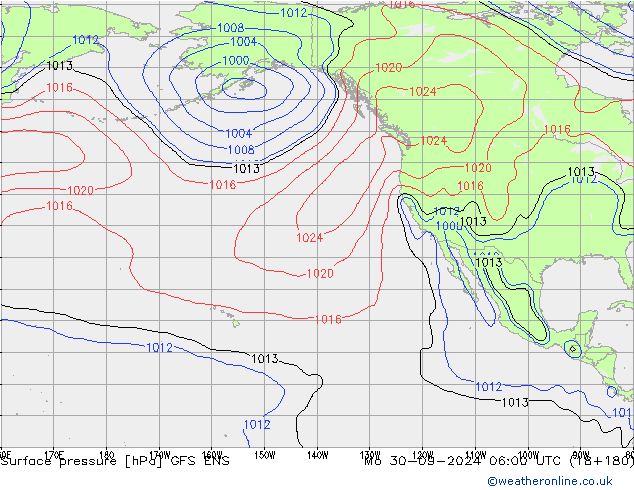 Surface pressure GFS ENS Mo 30.09.2024 06 UTC