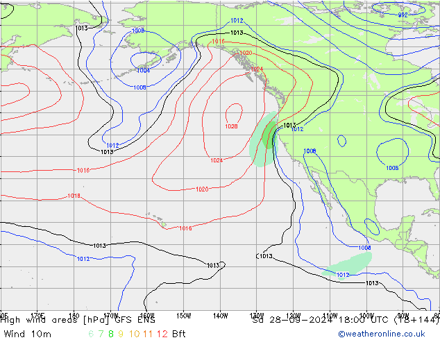 High wind areas GFS ENS sáb 28.09.2024 18 UTC