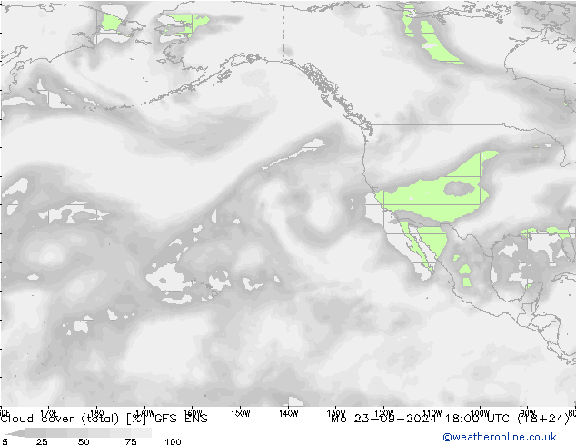 Nubes (total) GFS ENS lun 23.09.2024 18 UTC