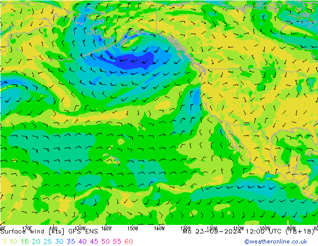 Rüzgar 10 m GFS ENS Pzt 23.09.2024 12 UTC