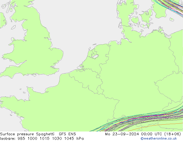 Presión superficial Spaghetti GFS ENS lun 23.09.2024 00 UTC