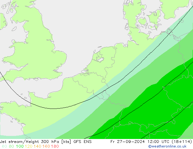 Prąd strumieniowy GFS ENS pt. 27.09.2024 12 UTC