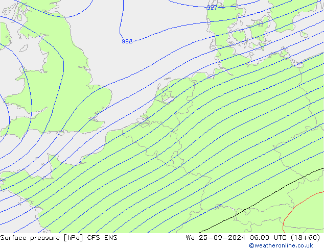 Surface pressure GFS ENS We 25.09.2024 06 UTC