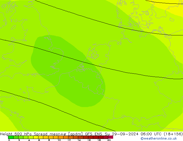 Height 500 hPa Spread GFS ENS Su 29.09.2024 06 UTC