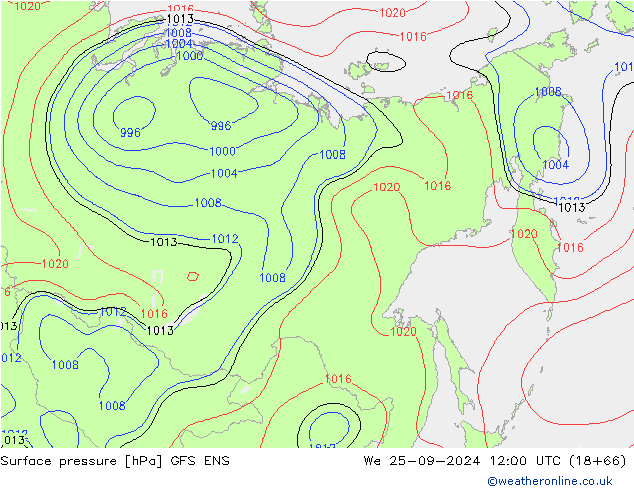 pression de l'air GFS ENS mer 25.09.2024 12 UTC