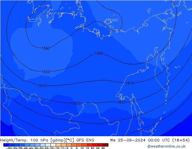 Yükseklik/Sıc. 100 hPa GFS ENS Çar 25.09.2024 00 UTC