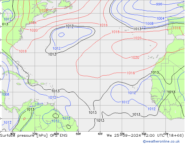 Surface pressure GFS ENS We 25.09.2024 12 UTC