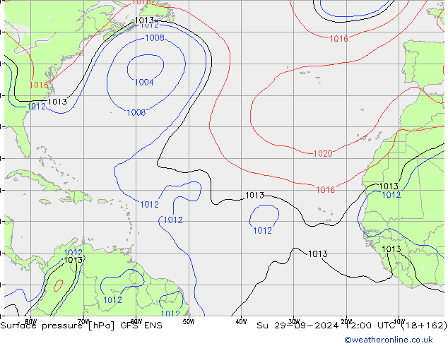 Presión superficial GFS ENS dom 29.09.2024 12 UTC