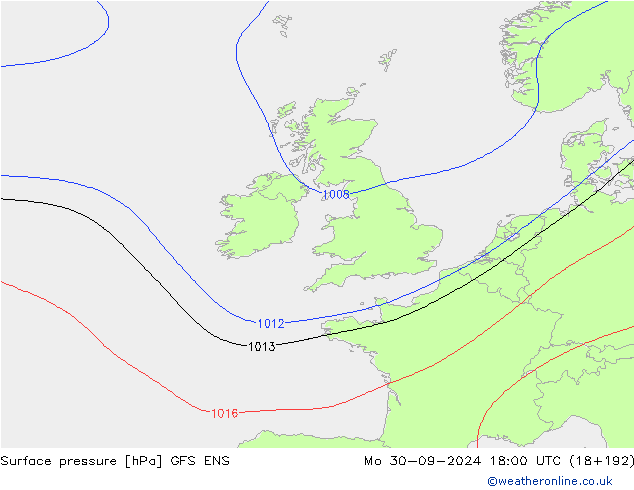 Surface pressure GFS ENS Mo 30.09.2024 18 UTC