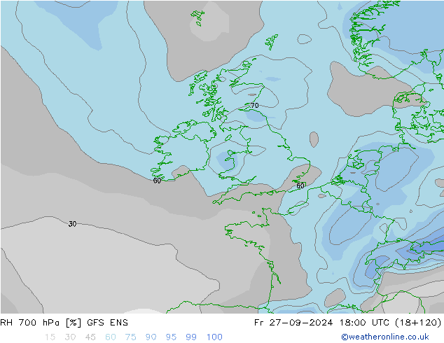 RH 700 hPa GFS ENS Fr 27.09.2024 18 UTC