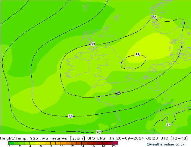 Geop./Temp. 925 hPa GFS ENS jue 26.09.2024 00 UTC