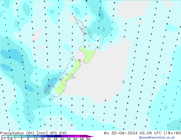 Precipitation (6h) GFS ENS Mo 30.09.2024 06 UTC