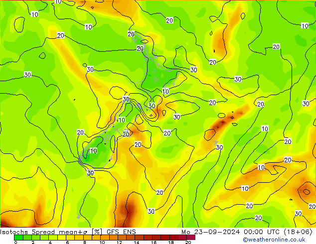 Isotachs Spread GFS ENS пн 23.09.2024 00 UTC