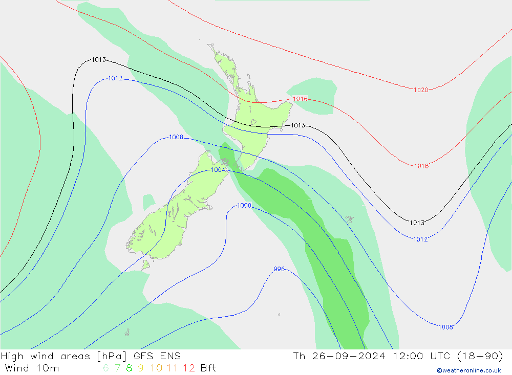 High wind areas GFS ENS Qui 26.09.2024 12 UTC