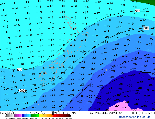 Height/Temp. 500 hPa GFS ENS nie. 29.09.2024 06 UTC