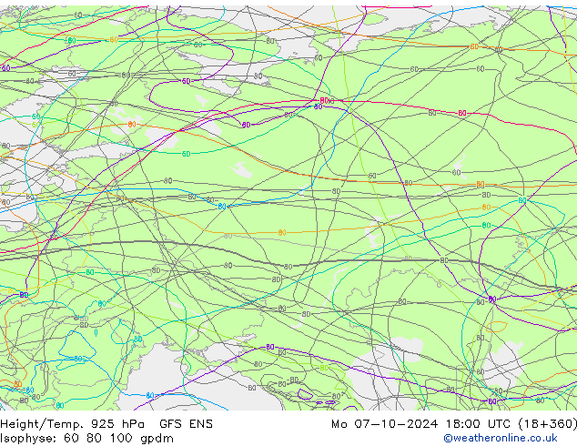 Height/Temp. 925 hPa GFS ENS Mo 07.10.2024 18 UTC