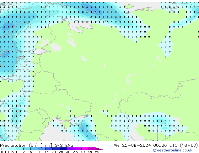 Yağış (6h) GFS ENS Çar 25.09.2024 06 UTC