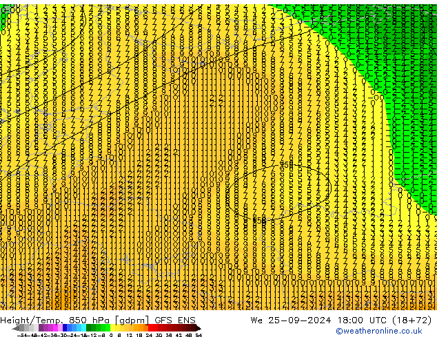 Height/Temp. 850 hPa GFS ENS We 25.09.2024 18 UTC