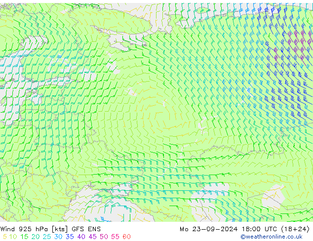 Wind 925 hPa GFS ENS Mo 23.09.2024 18 UTC