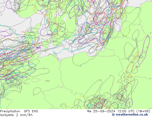 Precipitation GFS ENS We 25.09.2024 12 UTC