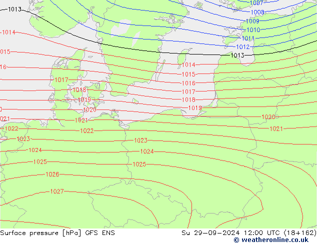 Surface pressure GFS ENS Su 29.09.2024 12 UTC