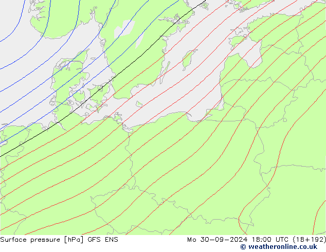 Surface pressure GFS ENS Mo 30.09.2024 18 UTC