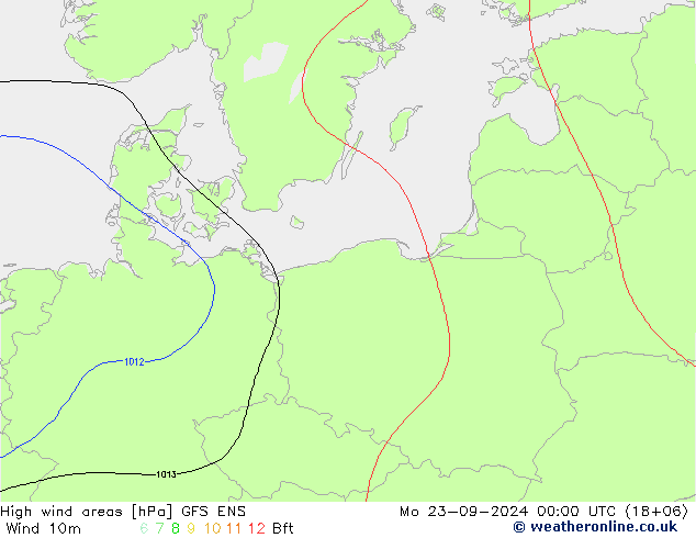High wind areas GFS ENS lun 23.09.2024 00 UTC