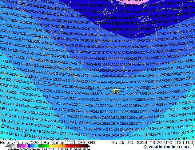 Height/Temp. 500 hPa GFS ENS Su 29.09.2024 18 UTC