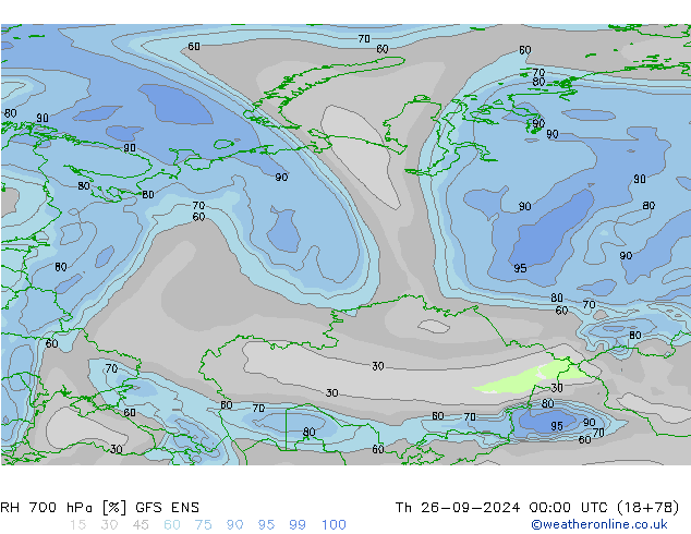 RH 700 hPa GFS ENS Th 26.09.2024 00 UTC