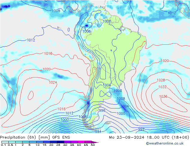 Precipitation (6h) GFS ENS Mo 23.09.2024 00 UTC