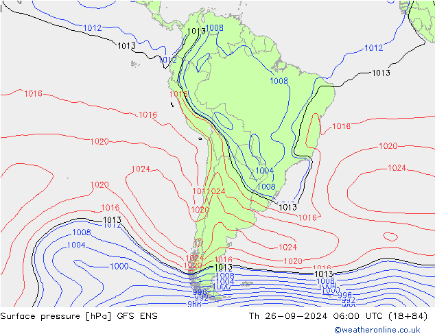 Surface pressure GFS ENS Th 26.09.2024 06 UTC