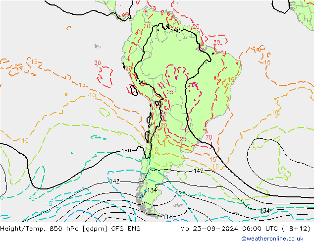 Height/Temp. 850 гПа GFS ENS пн 23.09.2024 06 UTC