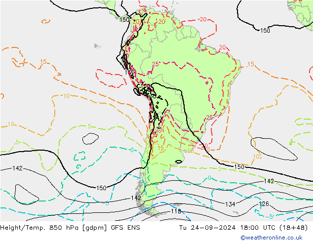 Height/Temp. 850 hPa GFS ENS  24.09.2024 18 UTC