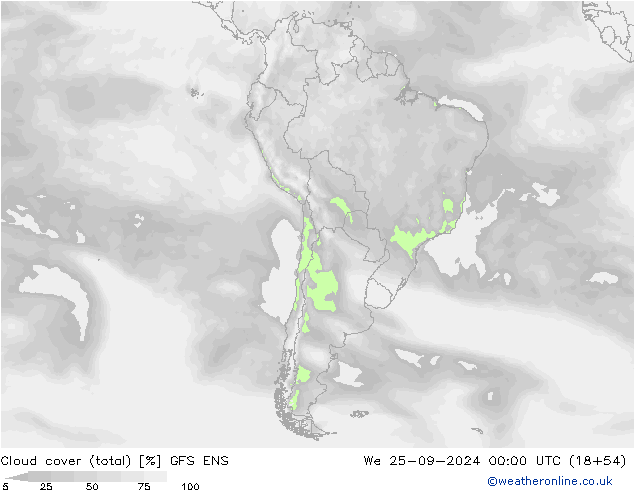 Nuages (total) GFS ENS mer 25.09.2024 00 UTC