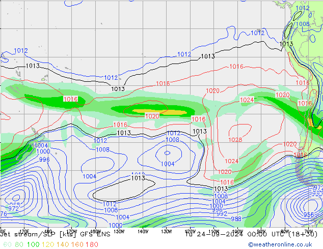 Corriente en chorro GFS ENS mar 24.09.2024 00 UTC