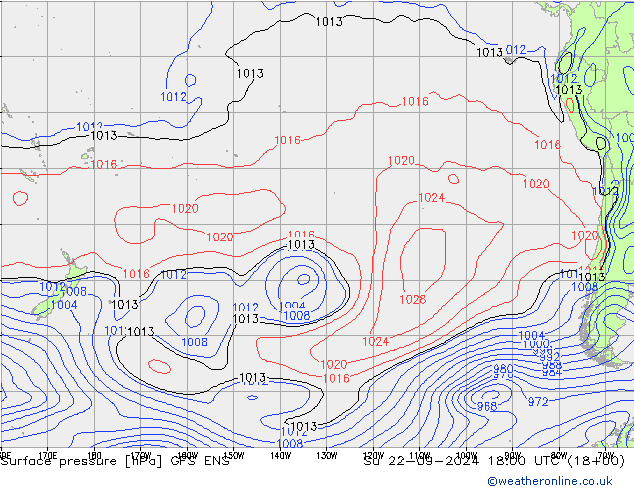 Surface pressure GFS ENS Su 22.09.2024 18 UTC