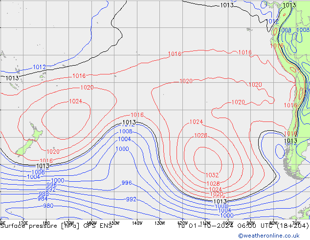 Surface pressure GFS ENS Tu 01.10.2024 06 UTC