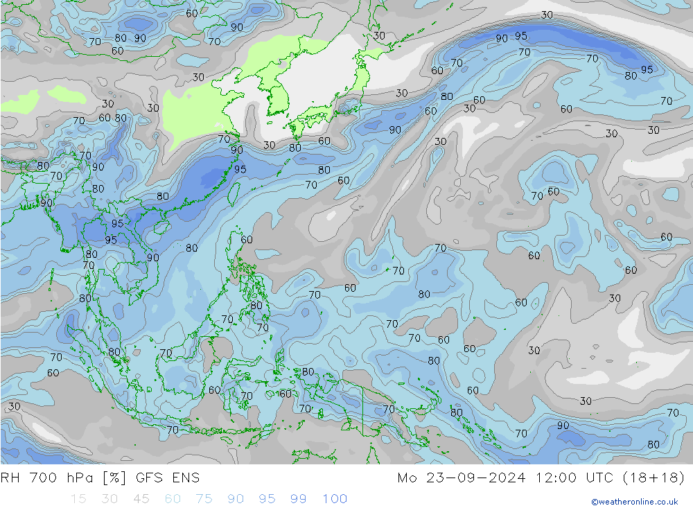 RH 700 hPa GFS ENS Seg 23.09.2024 12 UTC