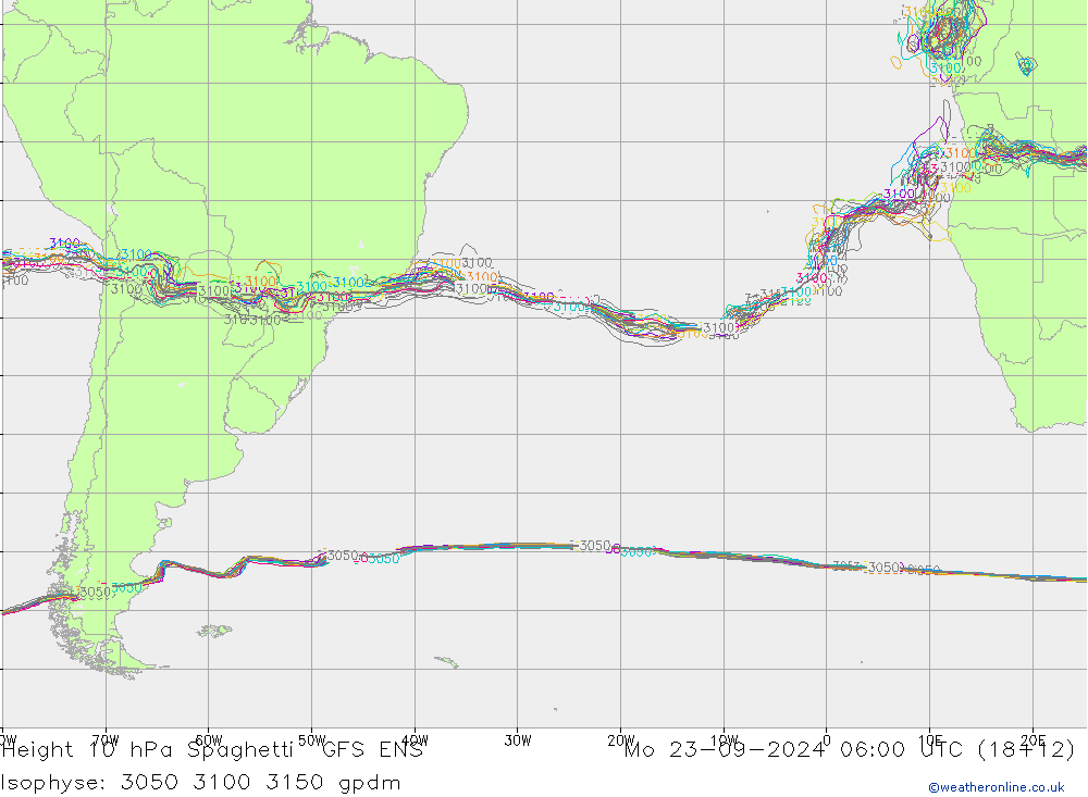 Geop. 10 hPa Spaghetti GFS ENS lun 23.09.2024 06 UTC