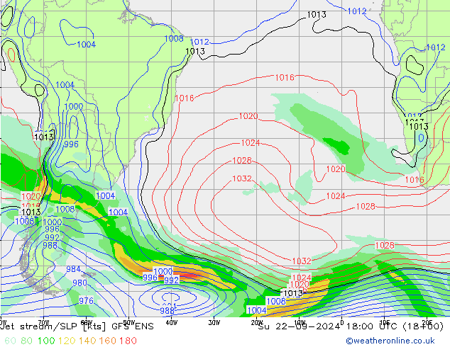 джет/приземное давление GFS ENS Вс 22.09.2024 18 UTC