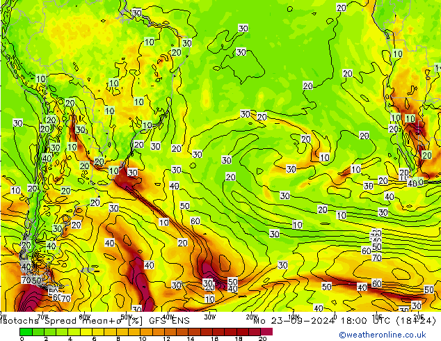 Isotachen Spread GFS ENS Mo 23.09.2024 18 UTC