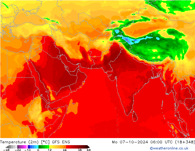 Temperatura (2m) GFS ENS Seg 07.10.2024 06 UTC