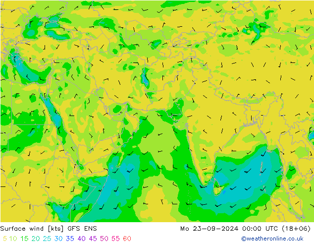 风 10 米 GFS ENS 星期一 23.09.2024 00 UTC