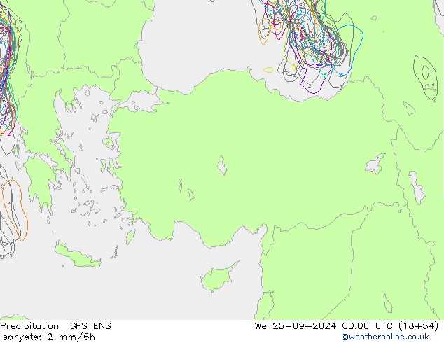 Precipitazione GFS ENS mer 25.09.2024 00 UTC