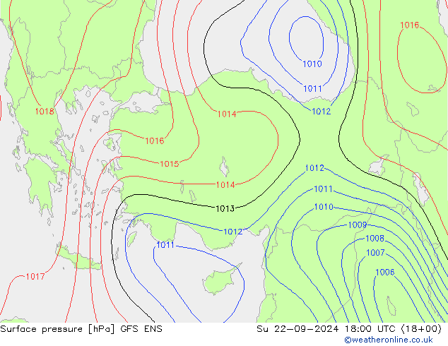 Surface pressure GFS ENS Su 22.09.2024 18 UTC