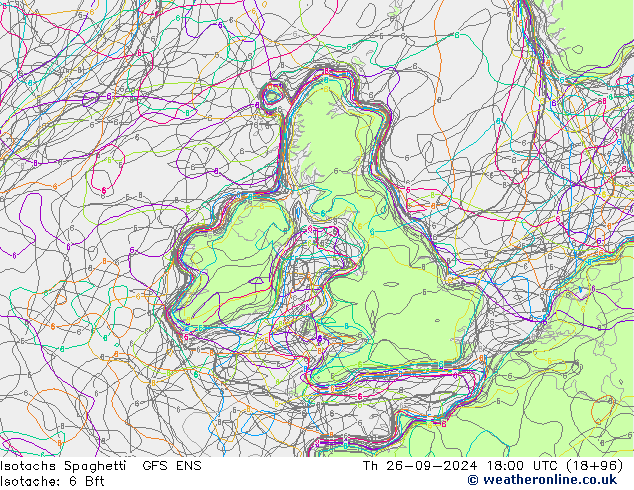 Isotachs Spaghetti GFS ENS Th 26.09.2024 18 UTC