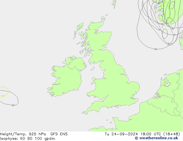 Géop./Temp. 925 hPa GFS ENS mar 24.09.2024 18 UTC