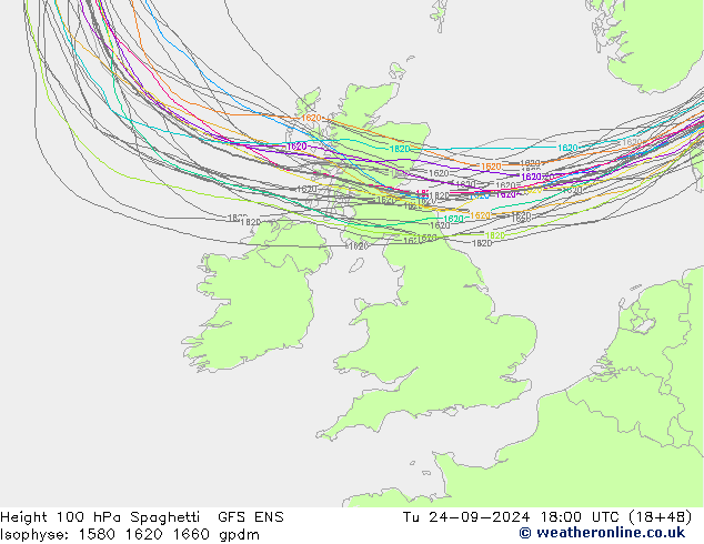 Height 100 гПа Spaghetti GFS ENS вт 24.09.2024 18 UTC