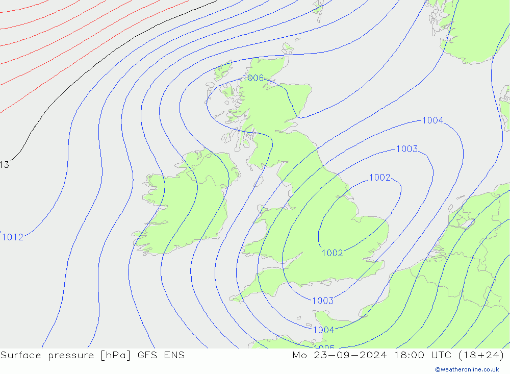 Luchtdruk (Grond) GFS ENS ma 23.09.2024 18 UTC