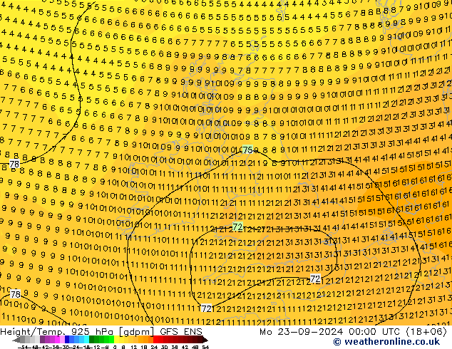 Height/Temp. 925 hPa GFS ENS 星期一 23.09.2024 00 UTC